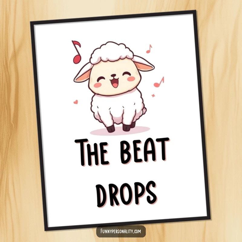 Funny Sheep Digital Art Print: A joyful sheep character headbanging to music, capturing a moment of pure auditory bliss.