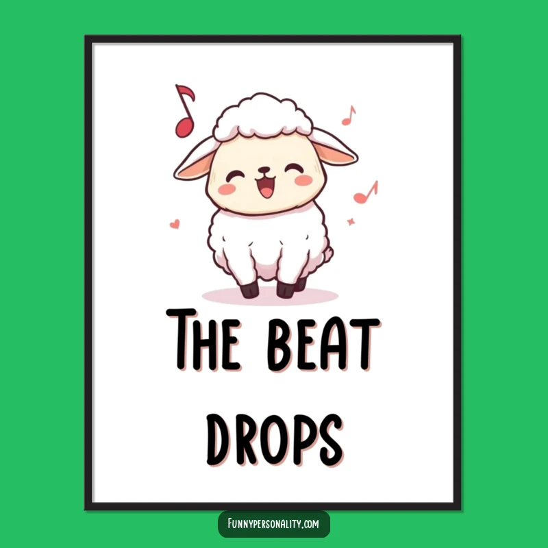 Funny Sheep Headbanging Digital Art: Joyful Music Wall Decor Gift