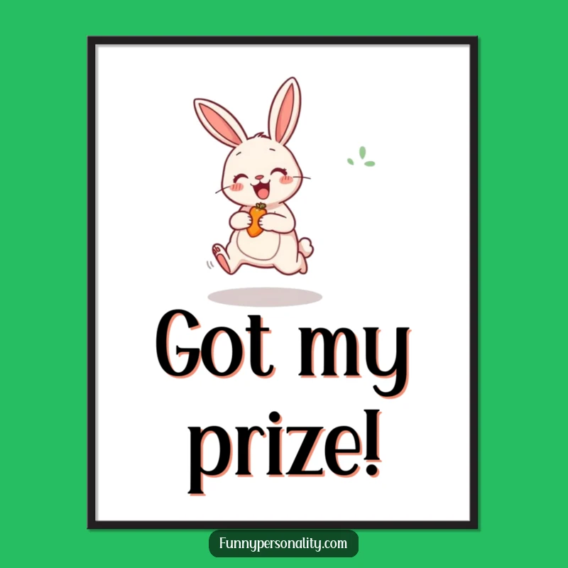 Funny Cheerful Rabbit Digital Art: Jumping Bunny for Carrot, Instant Funny Gift for Walls