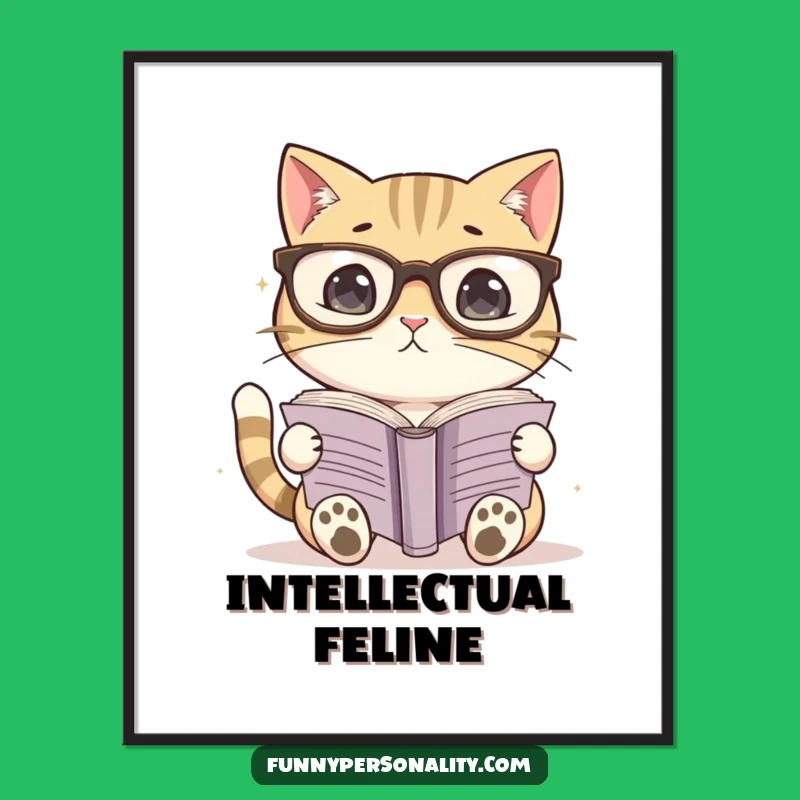 Funny Cat Scholar Digital Art: Instant Intellectual Decor - Perfect Gift