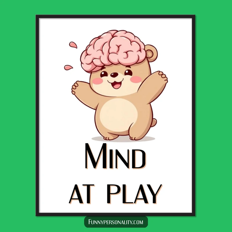 Funny Bear Brain Toss Digital Art: Instant Quirky Decor for Smart Homes