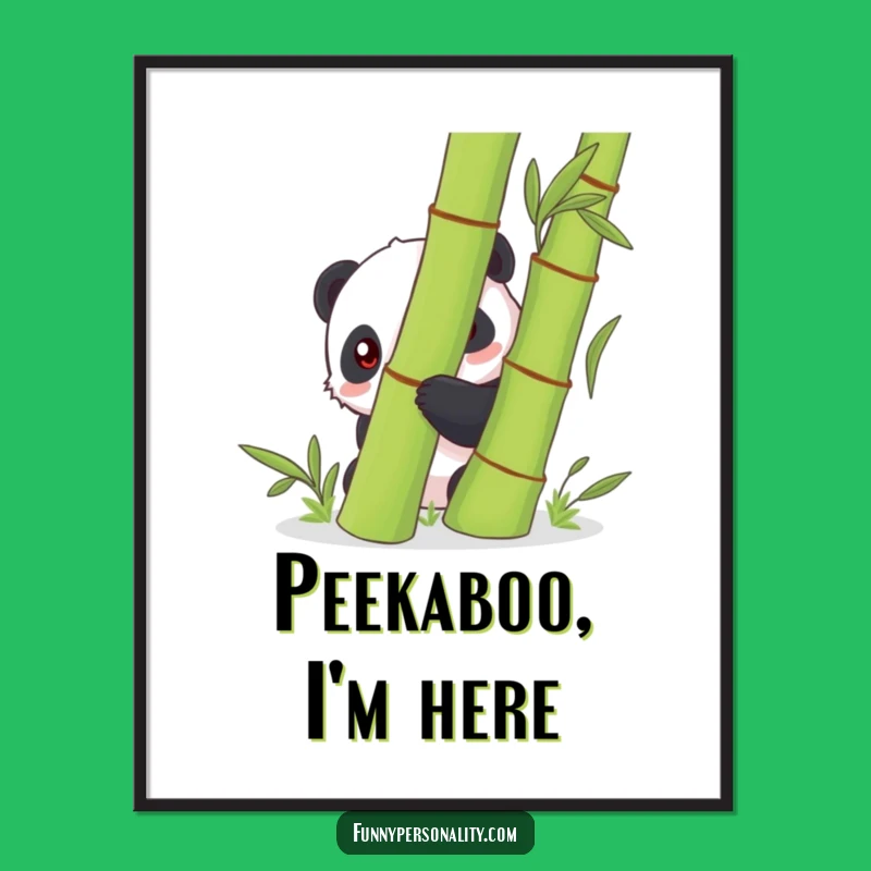 Funny Panda Digital Art: Printable Shy Panda in Bamboo, Instant Funny Gift