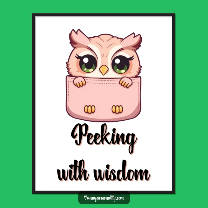 Funny Owl Pocket Digital Art - Instant Curious Download Funny Gift