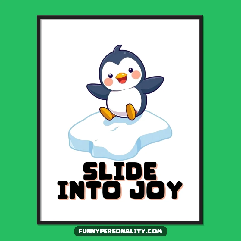 Funny Penguin Digital Art Print: Bring Icy Joy and Playful Grins Home!