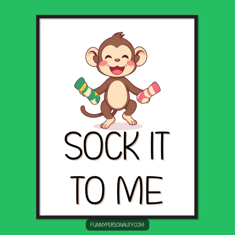 Funny Monkey Sock Juggling Digital Art: Hilarious Decor