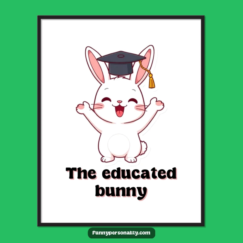 Funny Digital Art - Rabbit Graduating, Instant Hilarious Decor