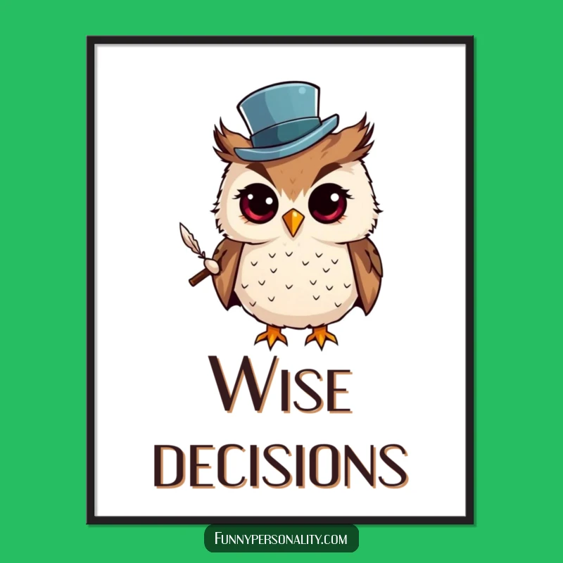 Funny Owl Top Hat Digital Art - Curious Printable for Intellectual Decor