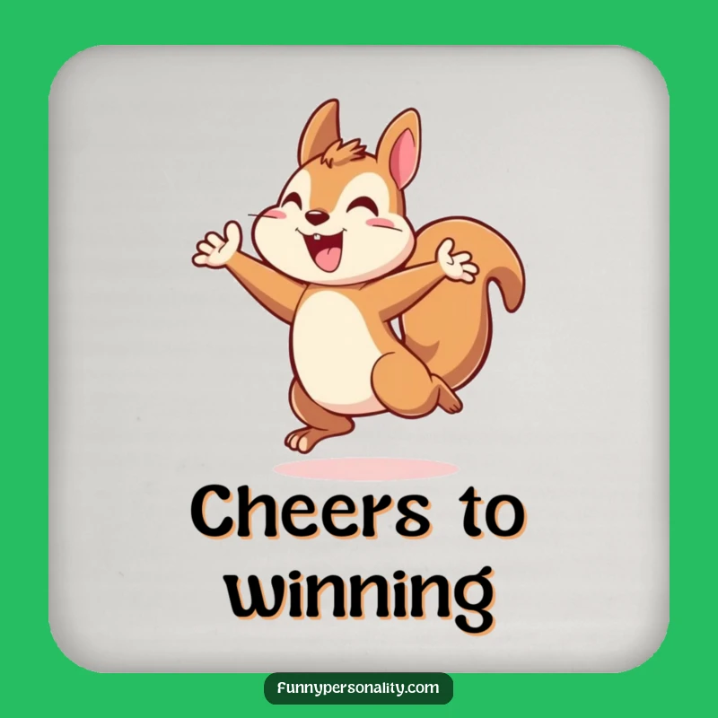 Energetic Squirrel Coasters: Protect Surfaces with Victory, Perfect Gift Set