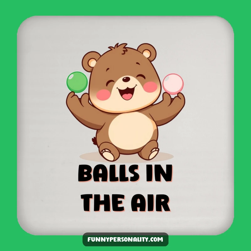 Funny Bear Juggling Coaster: Protect Tables with Fun, Perfect Gift