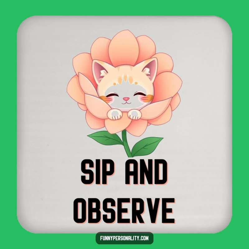 Funny Drink Coaster: Shy Cat Art, Perfect Gift