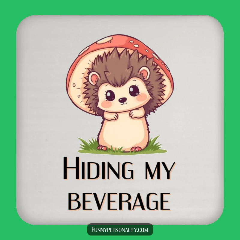 Funny Hedgehog Mushroom Coaster - Forest Charm for Your Drinks
