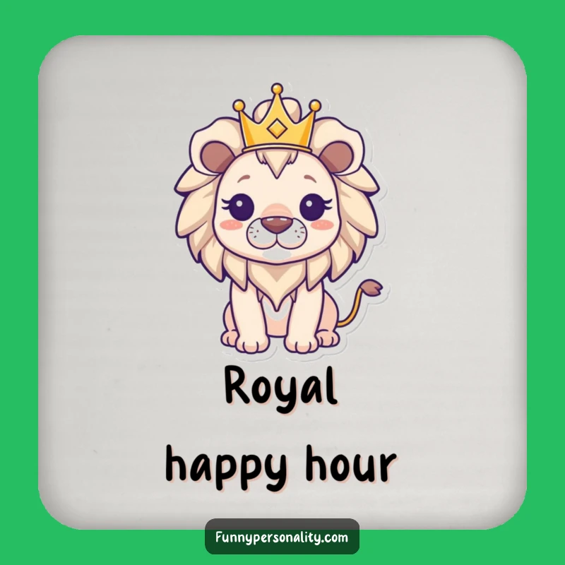 Funny Lion Coaster: Protect Surfaces with Triumphant Lion in Crown