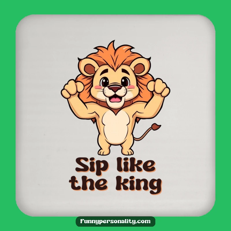 Funny Lion Drink Coaster: Protect Surfaces with Tiny Biceps Style!