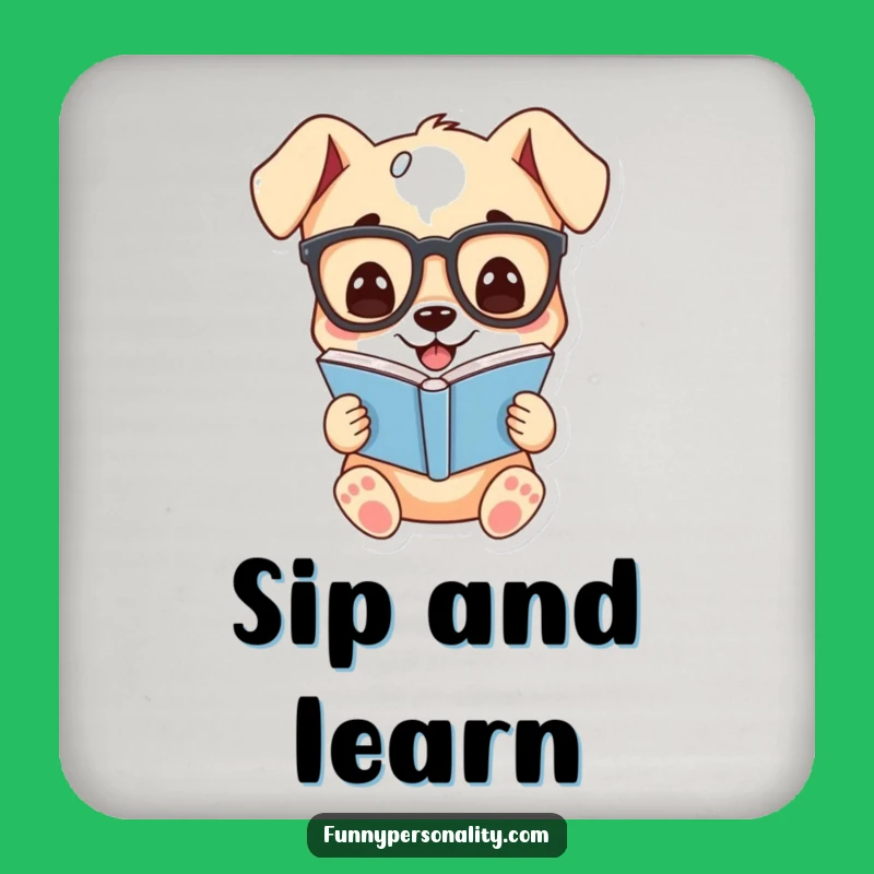 Funny Puppy Glasses Coaster Set: Cute Cartoon Drink Protection, Humorous Table Gift