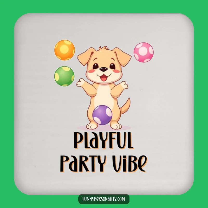 Funny Puppy Juggling Drink Coaster - Playful Decor for Any Surface