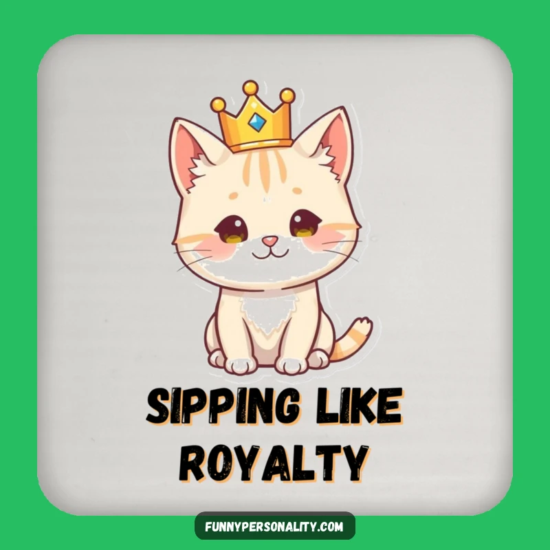 Funny Regal Cat Coasters - Majestic Feline Set, Perfect Humorous Gift