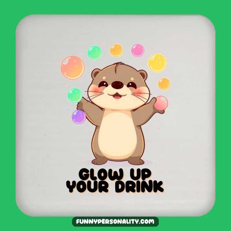 Funny Happy Otter Coaster: Protect Surfaces with Juggling Orbs, Gift Set