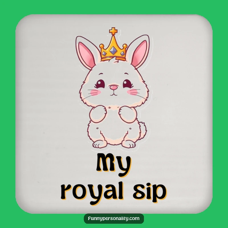 Funny Bunny King Drink Coaster - Protective Regal Character Mat