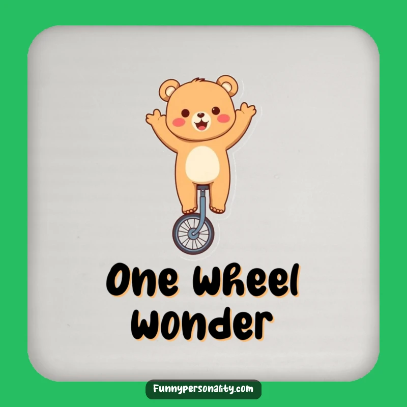 Funny Bear Unicycling Drink Coaster - Cute Character Home Decor for Parties