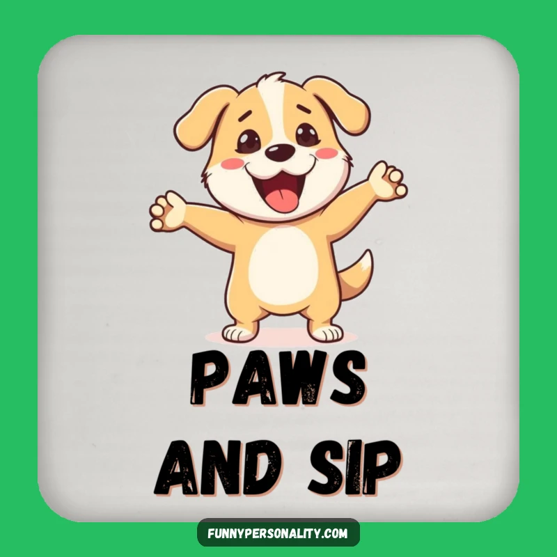 Funny Dog Dance Coasters (Set of 4): Protect Surfaces with Playful Dog Art