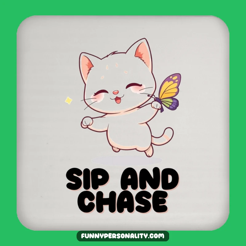 Funny Cat Butterfly Coaster - Playful Cartoon Accessory, Ideal Gift