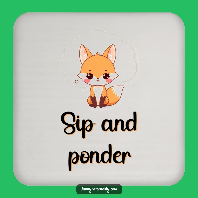 Funny Fox Thought Bubble Drink Coaster: Protect Surfaces with Wit!