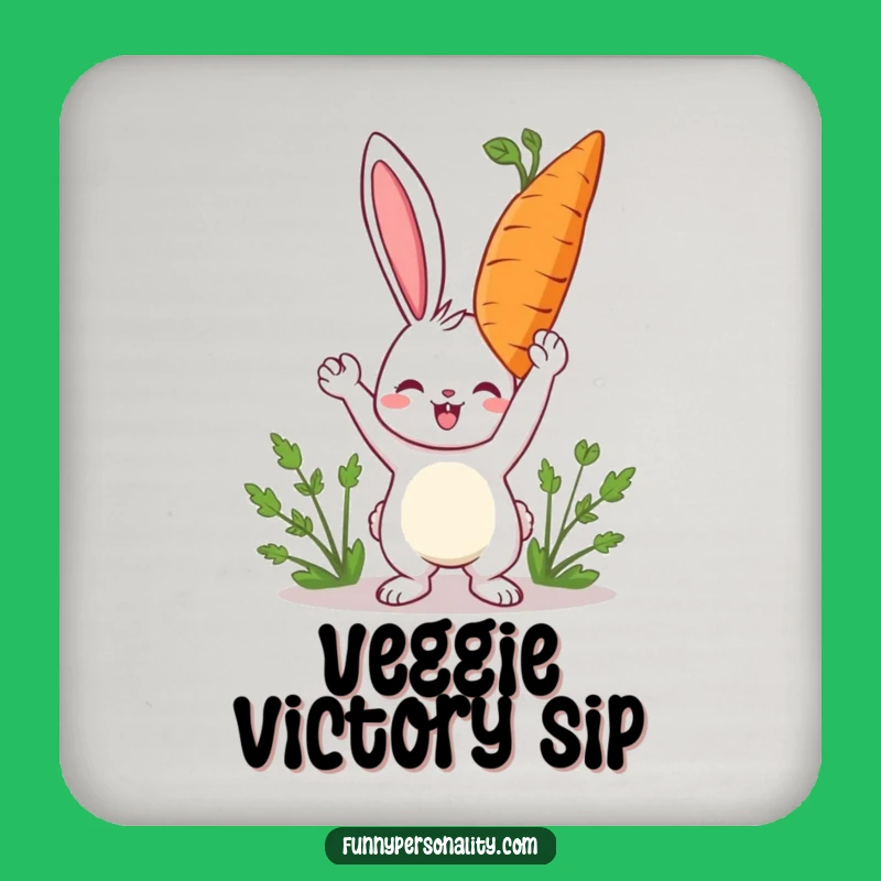 Funny Rabbit Carrot Drink Coaster - Happy Decor for Any Surface