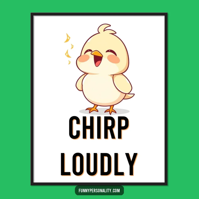 Funny Bird Art Print - Joyful Singing, Chest Puffed Out Decor
