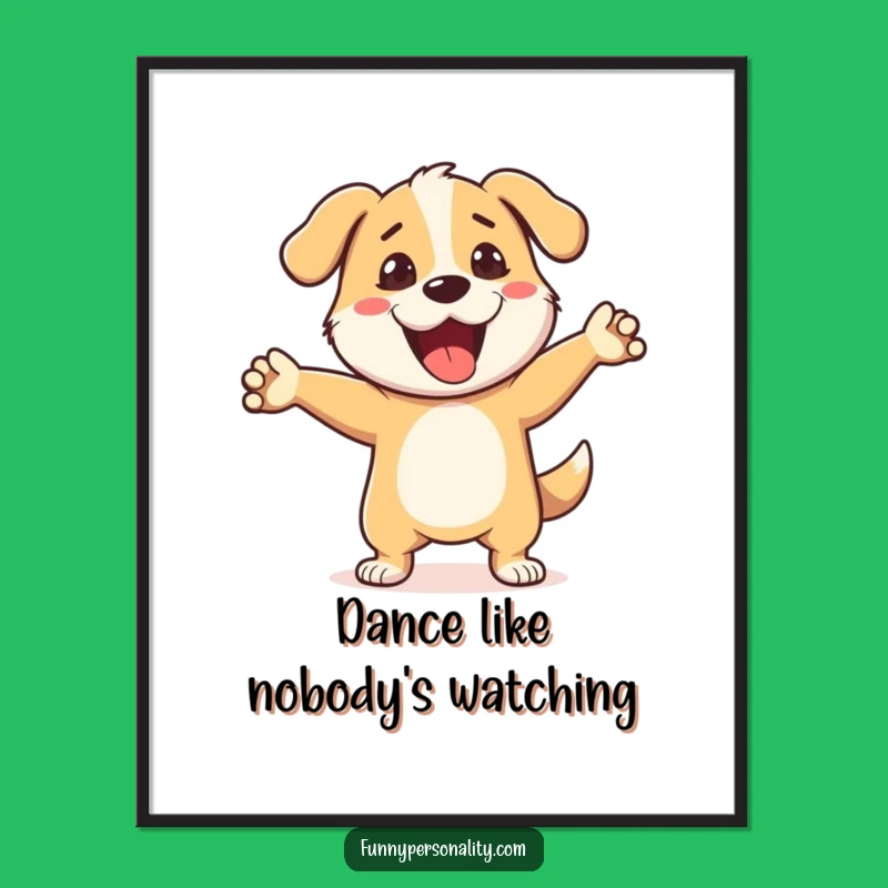 Funny Dog Dance Poster: Vibrant Wall Art, Energetic Dog - A Playful Funny Gift