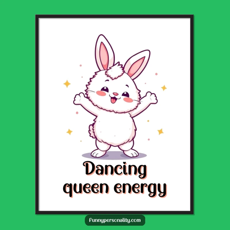 Funny Disco Rabbit Art Print - Groovy Dancer Poster Gift