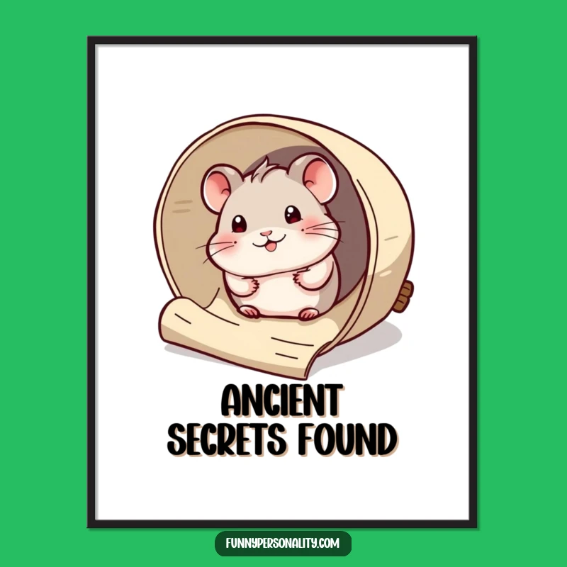 Funny Hamster Scroll Poster: Curious Art, Hilarious Funny Gift Decor