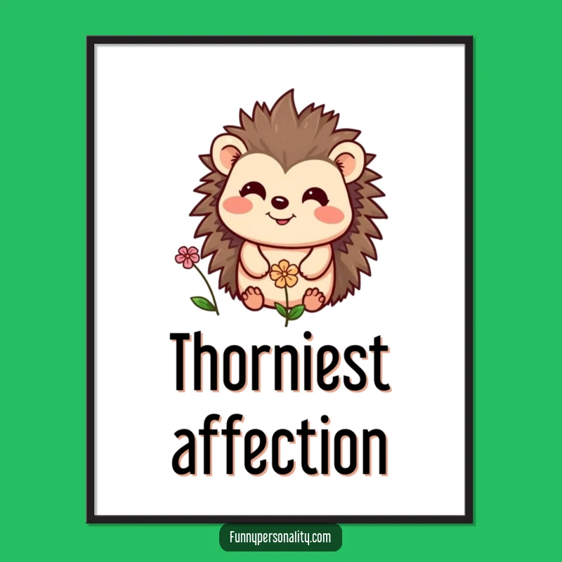 Funny Hedgehog & Flower Poster: Cheerful Wall Art for Your Home