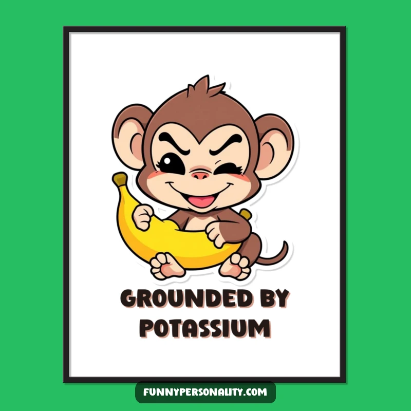 Funny Monkey Banana Poster: Mischievous Grin Art, Hilarious Funny Gift Decor