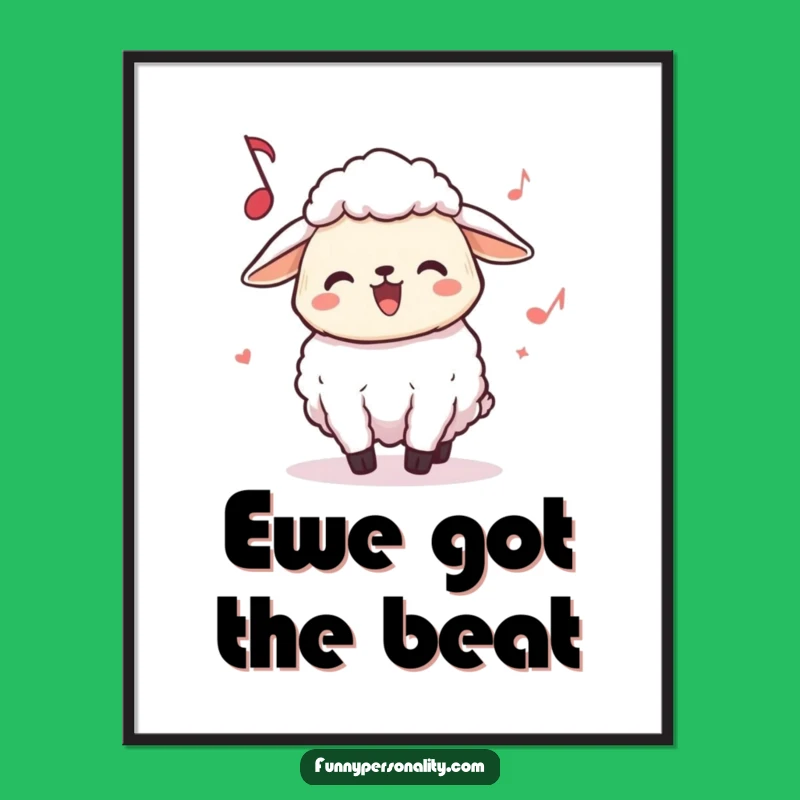 Funny Sheep Headbanging Poster: Joyful Music Art Print Gift for Decor