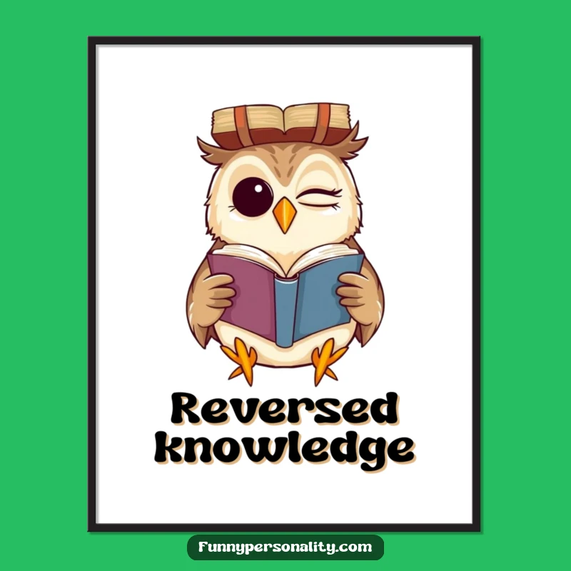 Funny Winking Owl Book Poster: Hilarious Decor for Book Lovers