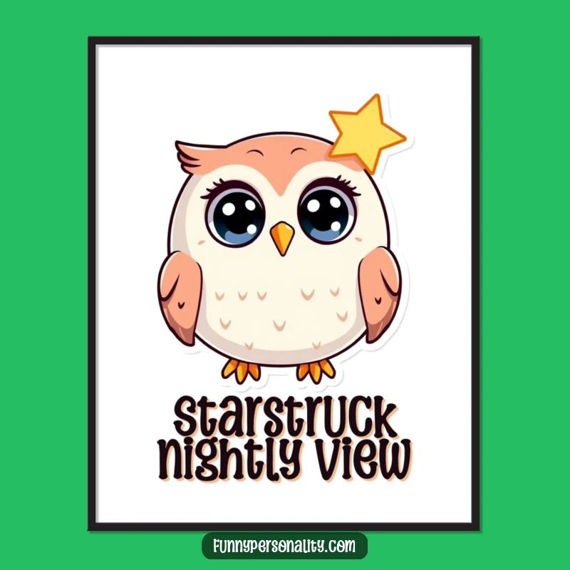 Funny Owl Star Poster: Wide-Eyed Wonder Art, Hilarious Funny Gift Decor