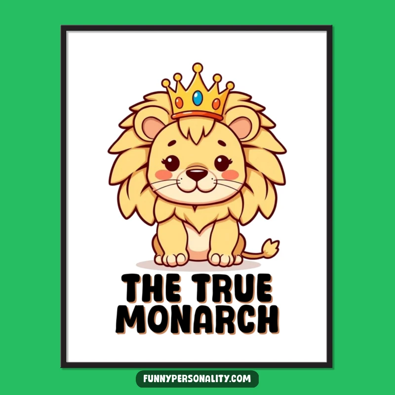 Funny Proud Lion Crown Poster: Majestic Wall Art for Royal Souls
