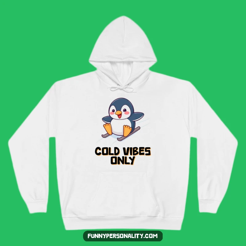 Funny Penguin Sliding Hoodie - Cozy Arctic Humor for Chilly Days