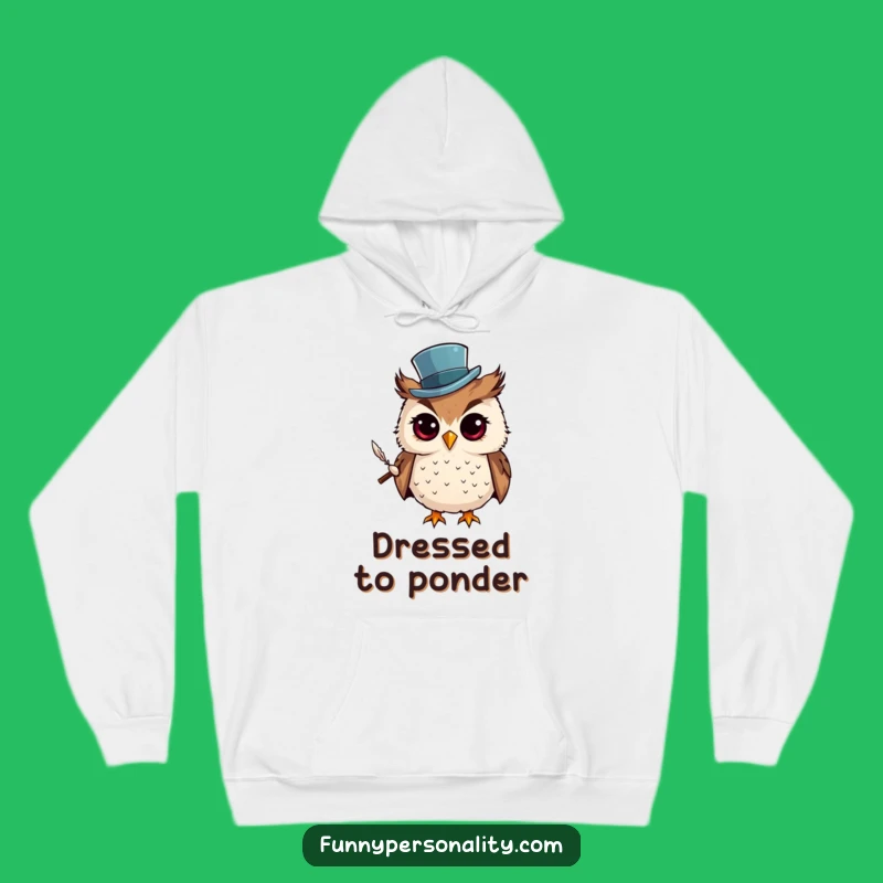 Funny Owl Top Hat Hoodie - Cozy Curious Scholar Owl Sweatshirt
