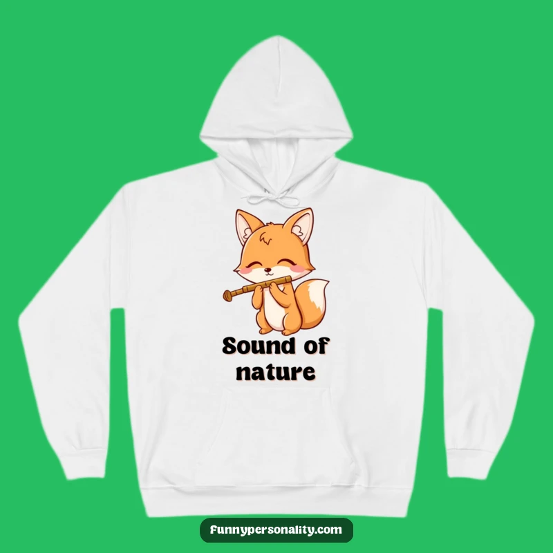 Funny Fox Flute Hoodie - Cozy Cartoon Fox Sweatshirt, Perfect Gift