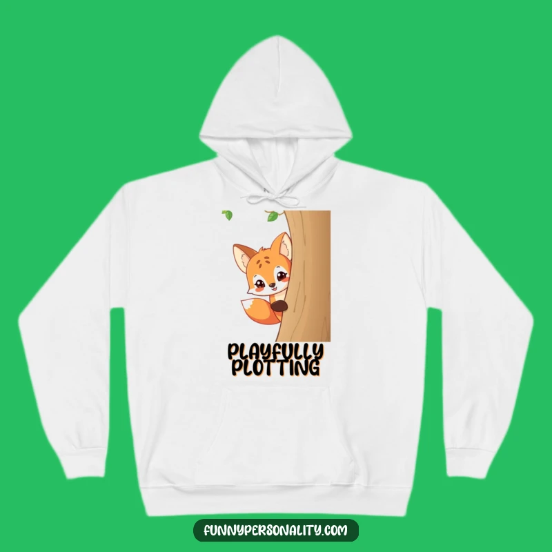 Cozy Funny Fox Peeking Hoodie: Warm Cartoon Animal, Playful Forest Humor Gift