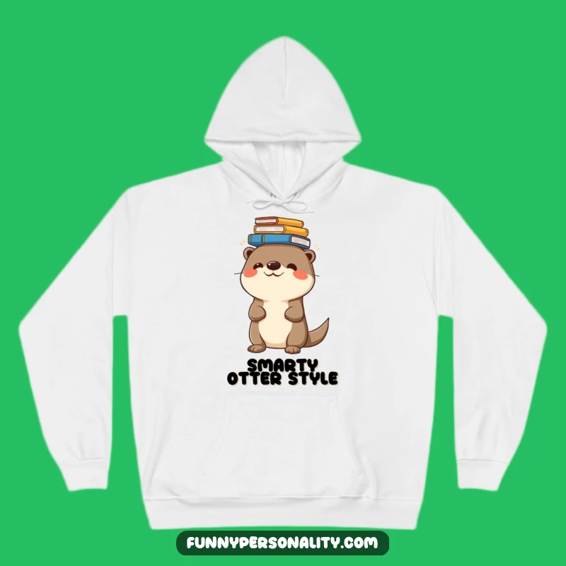 Funny Cozy Hoodie - Otter Balances Books, Warm and Hilarious Reader Gift