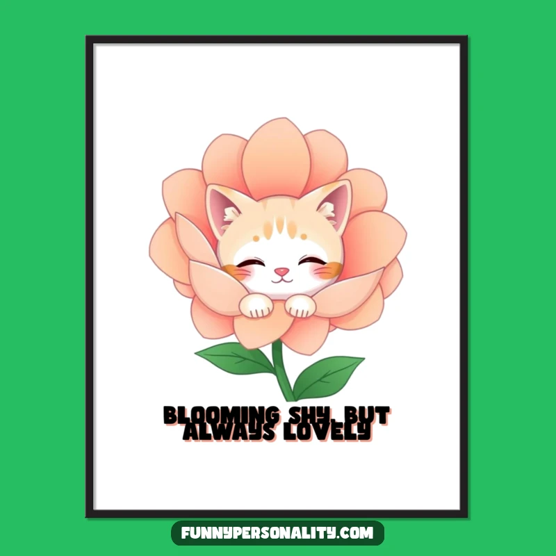 Funny Free Printable Wall Art: Shy Cat Flower Peek - Charming Downloadable Decor