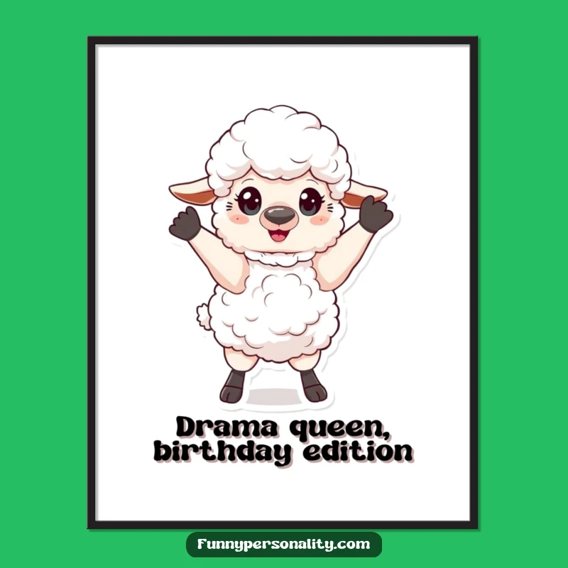 Funny Free Printable Wall Art: Dramatic Sheep Pose Downloadable Decor for Theatrical Charm