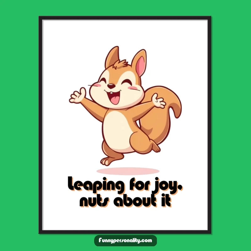 Dynamic Free Printable Squirrel Art - Triumphant Leap Downloadable Poster