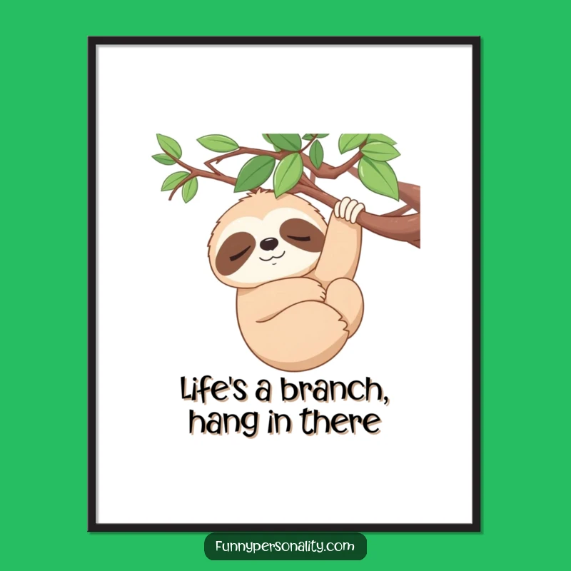 Free Printable Sloth Art: Relaxed Smile Design for Downloadable Chill Living Room Decor