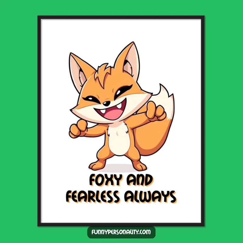 Free Printable Wall Art: Funny Fox Hero Posing for Dramatic, Bold Home Decor