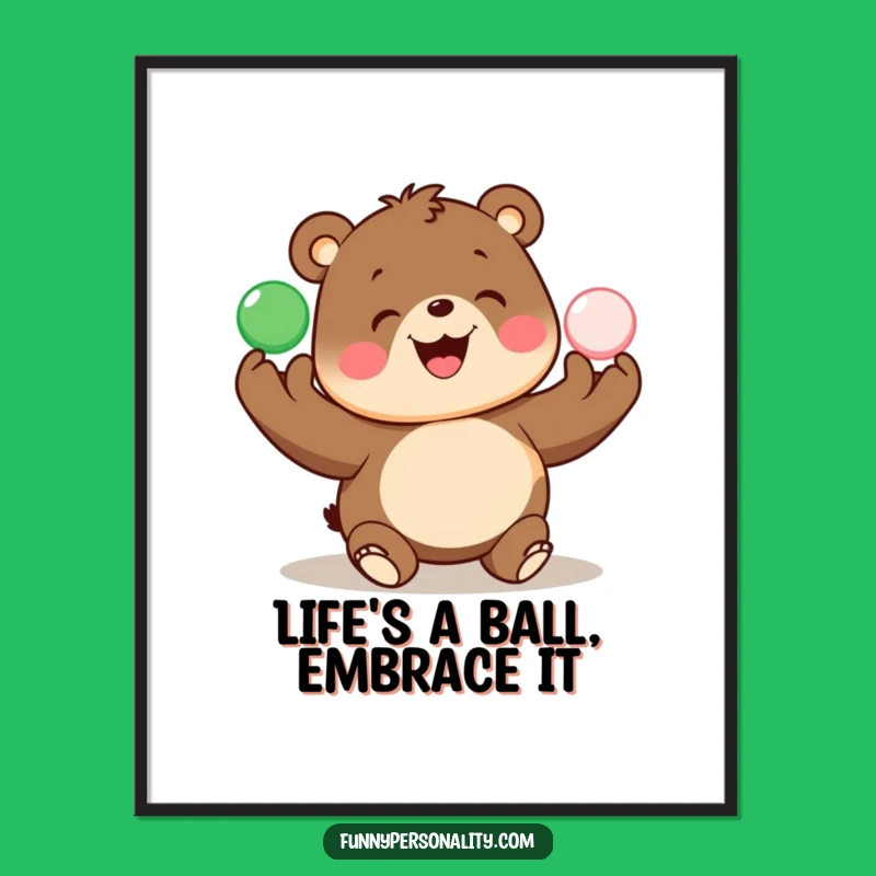 Free Printable Wall Art: Juggling Bear, Cheerful Downloadable Decor for Any Room