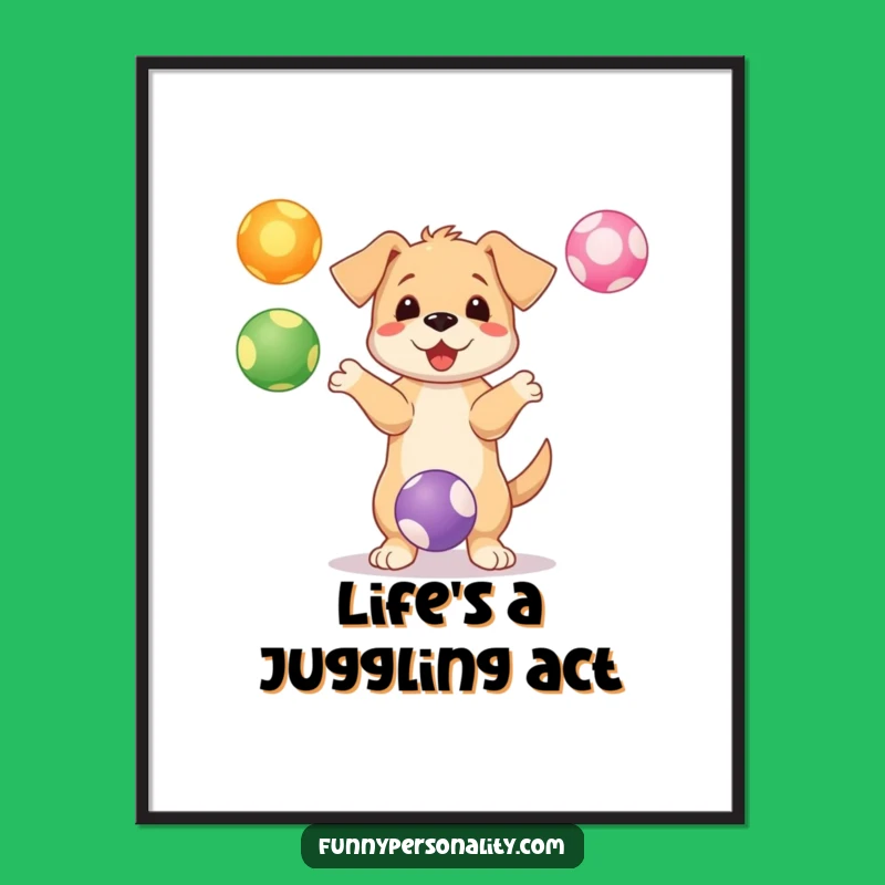Free Printable Wall Art: Puppy Juggling Balls Whimsical Downloadable Decor