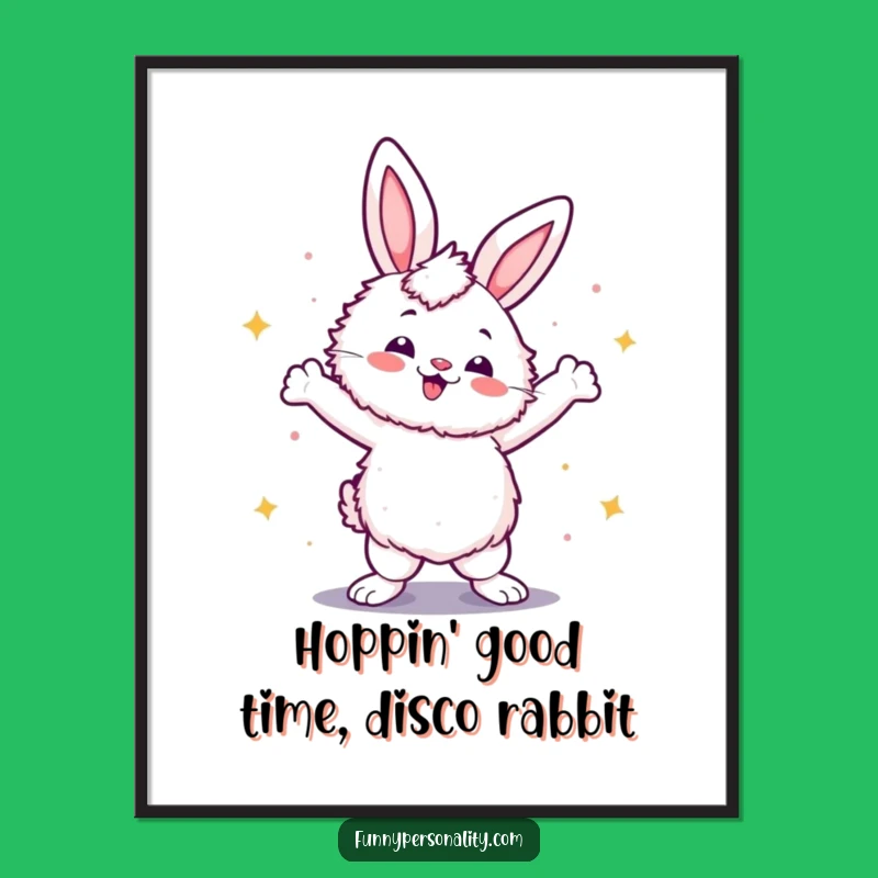 Funny Free Printable Wall Art: Disco Rabbit Dancing - Downloadable Art